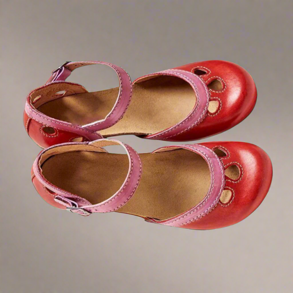 Elegante Damen-Sandalen mit Blockabsatz, gepolstertem Fußbett, in Blau, Gelb, Grün, Rosa, Rot. Perfekt für Sommeroutfits.
