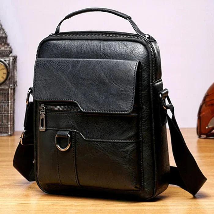 "Elegante Damen Schultertasche aus echtem Leder, dunkelbraun, mit zeitlosem Design und großzügigem Stauraum."