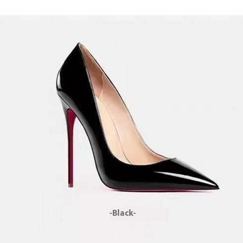"Elegante Damen Stilettos 12 cm Absatz, schwarzes Leder, ideal für schicke Anlässe, zeitloser Stil, ultimativer Komfort"