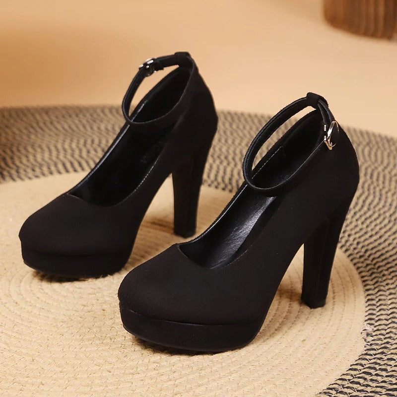 "Elegante Damen-Stilettos mit Knöchelschnalle, schwarzer Stiletto-Absatz, luxuriös und stilvoll für formelle Anlässe"