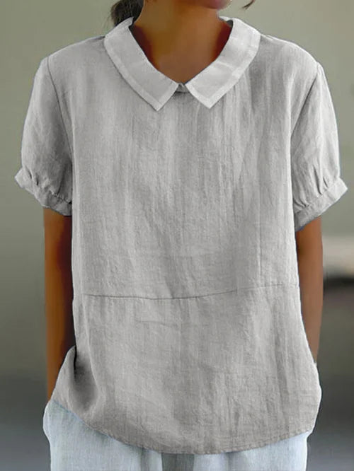 "Elegante Damenbluse mit Kragen, fließende Passform, vielseitig kombinierbar, in klassischem Design, atmungsaktiv und weich."