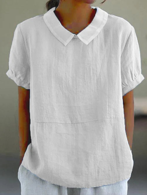 "Elegante Damenbluse mit Kragen, fließende Passform, vielseitig kombinierbar, in klassischem Design, atmungsaktiv und weich."