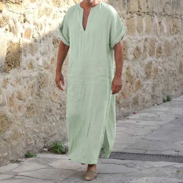 Elegante Djellaba mit V-Ausschnitt, komfortabel, weiß, klassische Passform, ideal für Damen, zeitloser Stil.