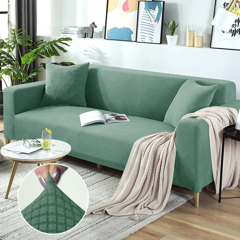 "Elegante elastische Sofahusse in modernem Design, passt perfekt auf verschiedene Sofas, schützt vor Abnutzung und Flecken."