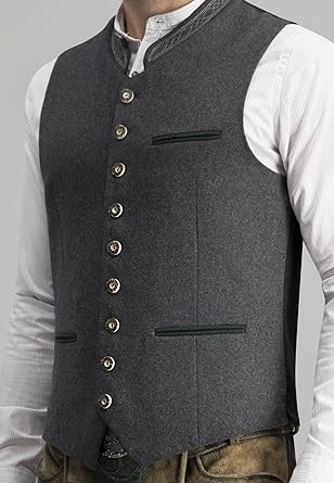 "Elegante graue Herren Trachtenweste, klassisches Design, hochwertiges Material, vielseitig kombinierbar für festliche Anläss