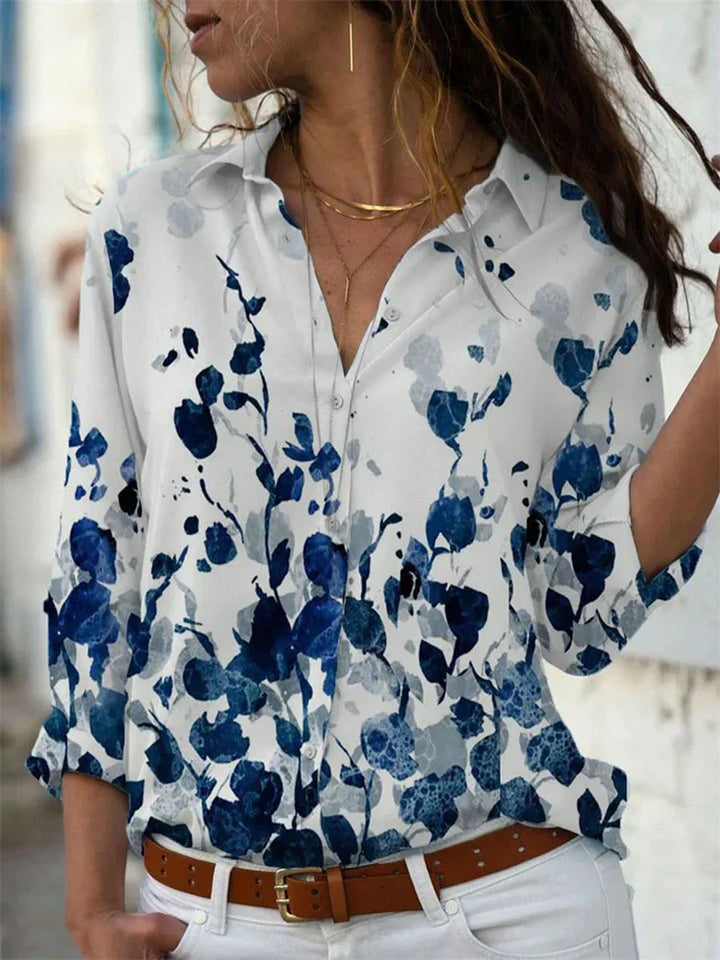 "Elegante Hazel Damen Sommerbluse in Blau mit langen Ärmeln, perfekte Passform, ideal für Büro und Freizeit."