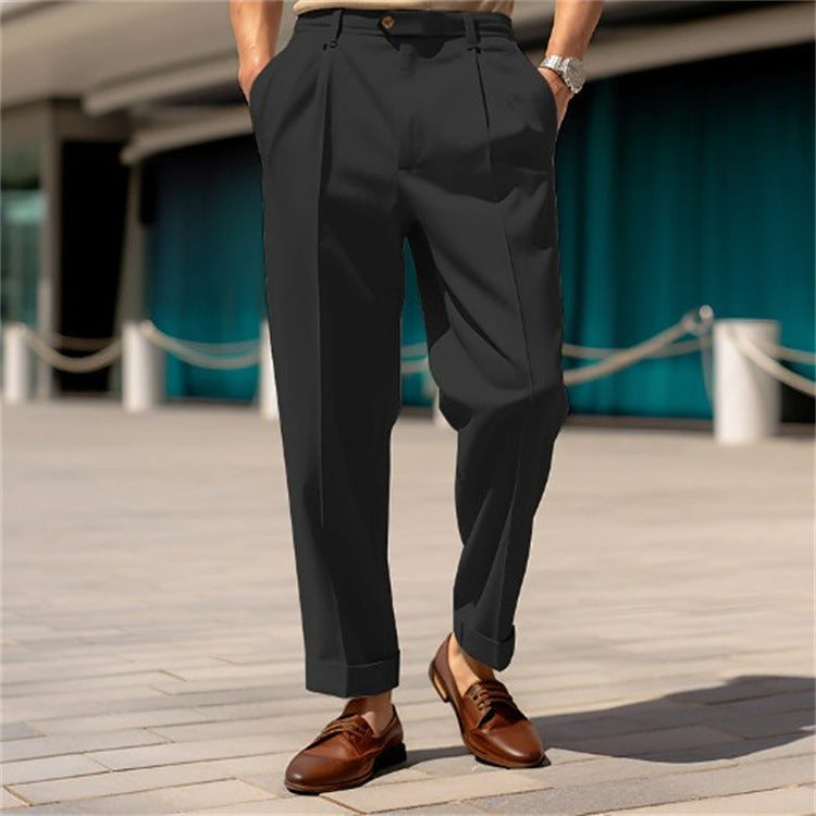 "Elegante Herren Anzughose im Straight Fit, klassischer Schnitt in Schwarz, ideal für Büro und feierliche Anlässe."