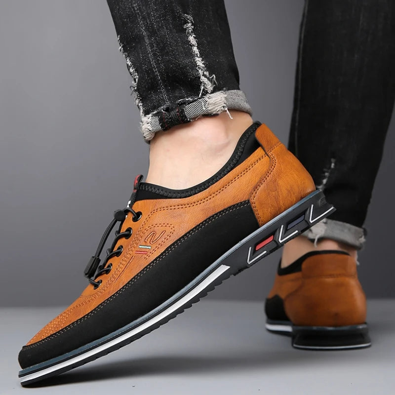 Elegante Herren Oxford-Schuhe, strukturiertes Leder, Schwarz, mit verdecktem Schnürsystem, für stilvolles Business-Outfit.