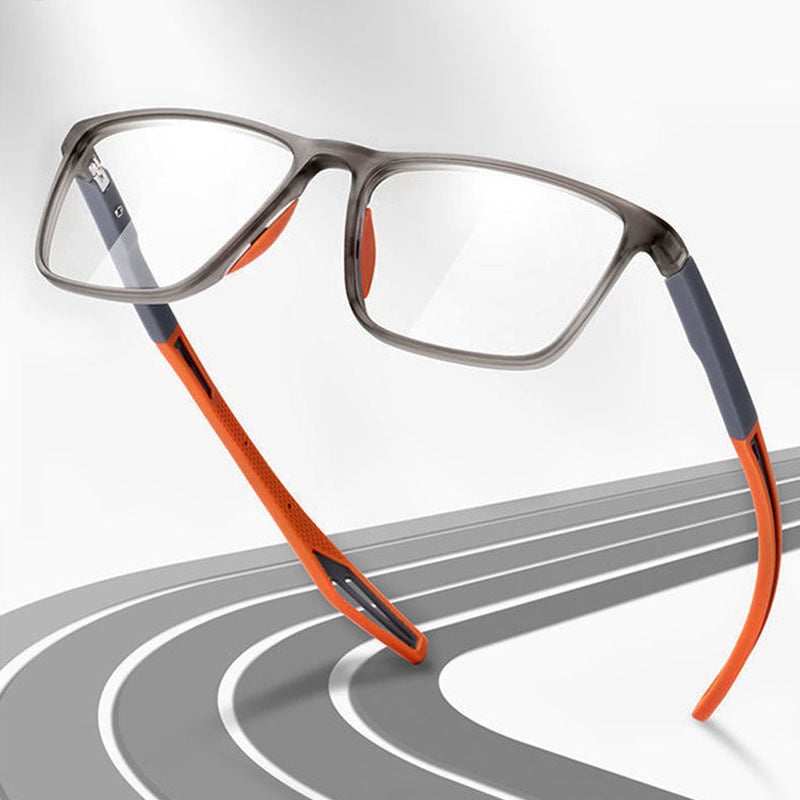 Elegante Herren Sportbrille mit Anti-Blaulicht-Technologie, aus ultraleichtem Titan, progressiv und stilsicher.