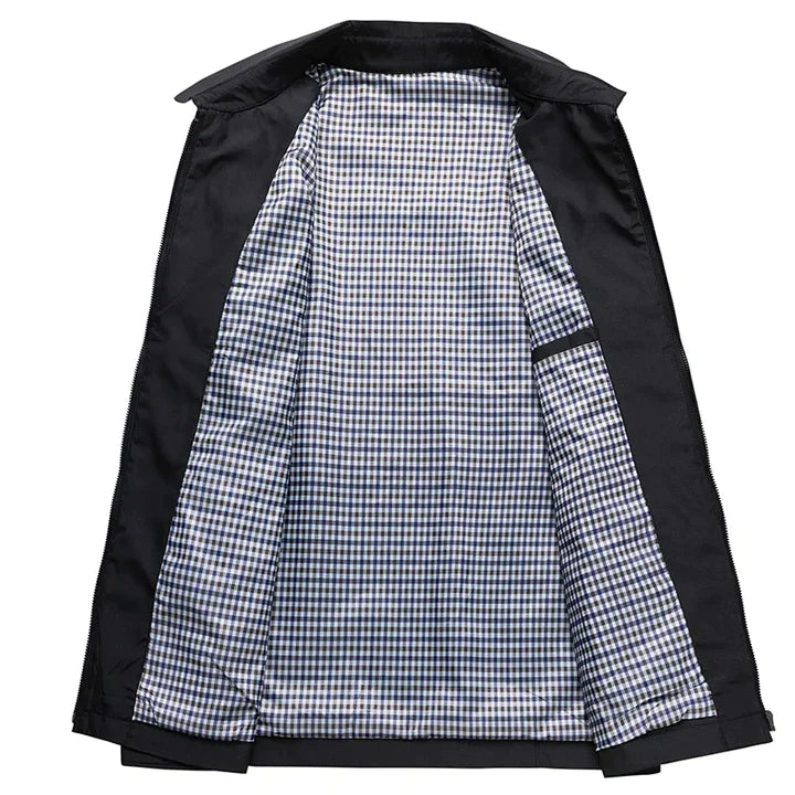 Elegante Herren Übergangsjacke aus Baumwolle, winddicht, wasserabweisend, vielseitig, ideal für wechselndes Wetter.