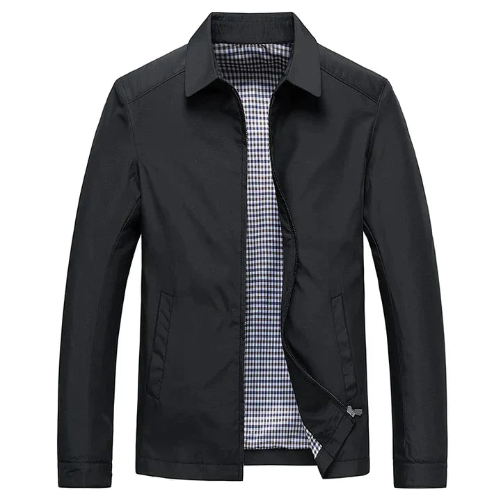 Elegante Herren Übergangsjacke aus Baumwolle, winddicht, wasserabweisend, vielseitig, ideal für wechselndes Wetter.