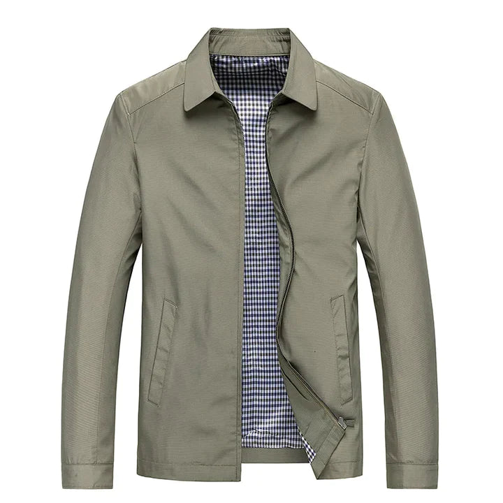 Elegante Herren Übergangsjacke aus Baumwolle, winddicht, wasserabweisend, vielseitig, ideal für wechselndes Wetter.