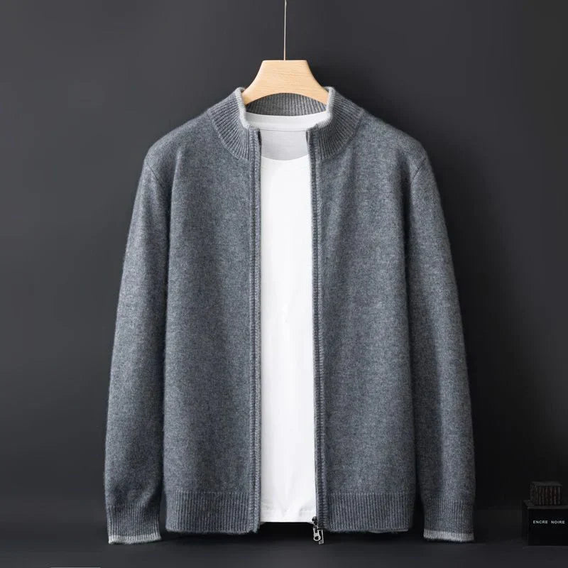 Elegante Herrenjacke aus weichem Cashmere mit Reißverschluss, ideal für kühle Tage, in zeitlosem Design für jede Gelegenheit.