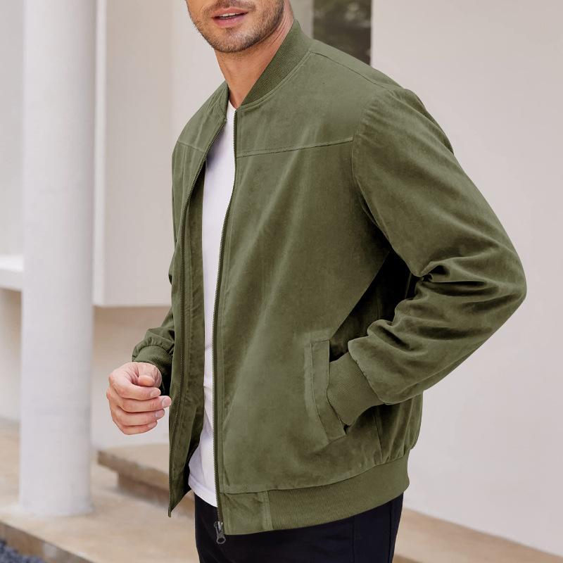 Elegante Herrenjacke mit Reißverschluss, Stehkragen und Taschen, schmale Passform, stilvoll und praktisch für Herren.