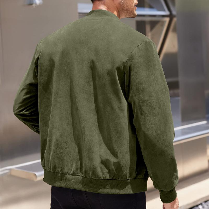 Elegante Herrenjacke mit Reißverschluss, Stehkragen und Taschen, schmale Passform, stilvoll und praktisch für Herren.
