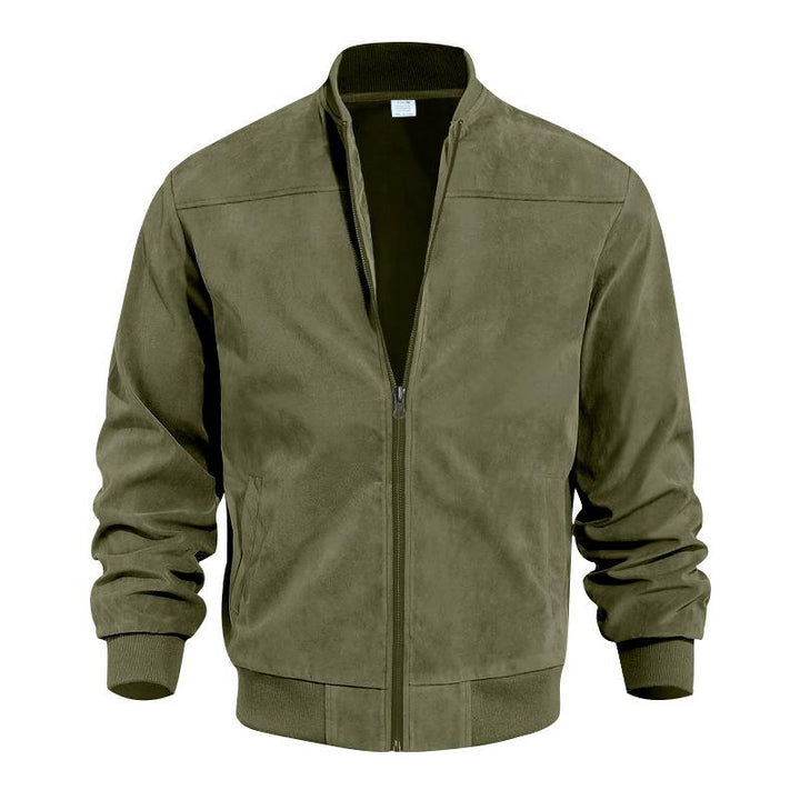 Elegante Herrenjacke mit Reißverschluss, Stehkragen und Taschen, schmale Passform, stilvoll und praktisch für Herren.