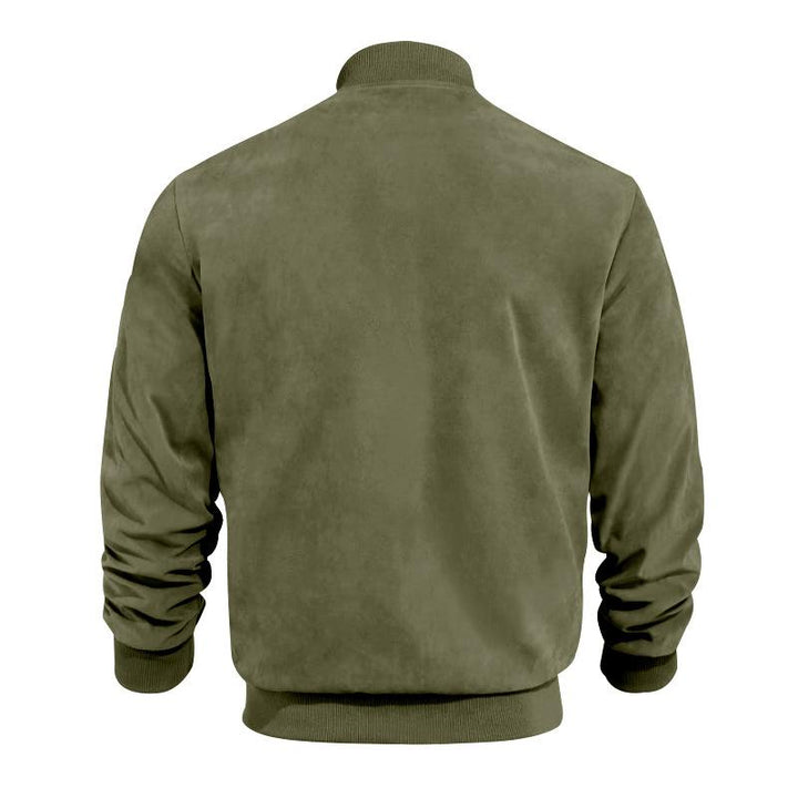 Elegante Herrenjacke mit Reißverschluss, Stehkragen und Taschen, schmale Passform, stilvoll und praktisch für Herren.