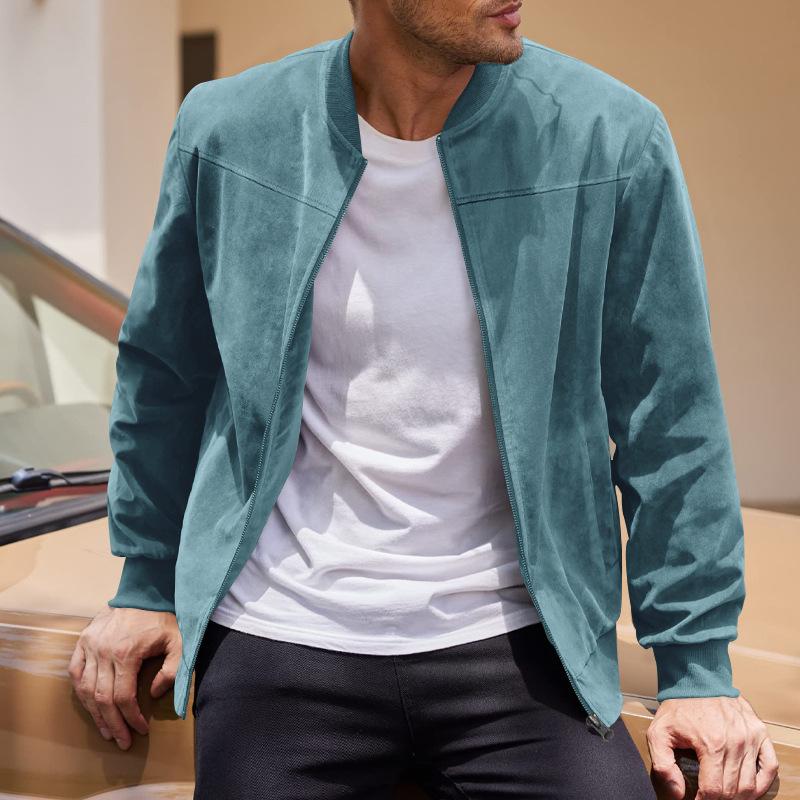 Elegante Herrenjacke mit Reißverschluss, Stehkragen und Taschen, schmale Passform, stilvoll und praktisch für Herren.