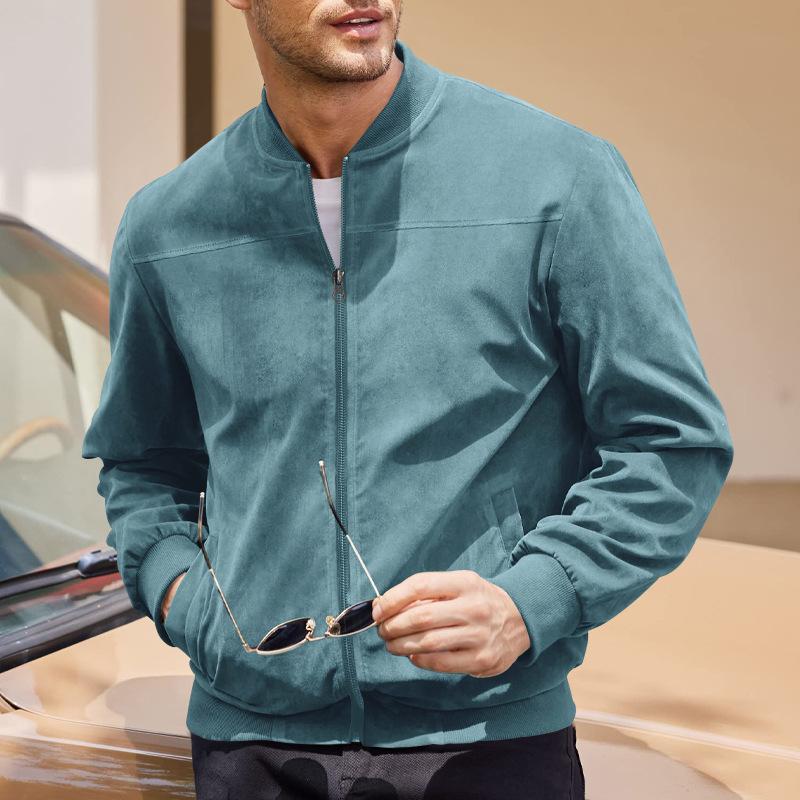 Elegante Herrenjacke mit Reißverschluss, Stehkragen und Taschen, schmale Passform, stilvoll und praktisch für Herren.