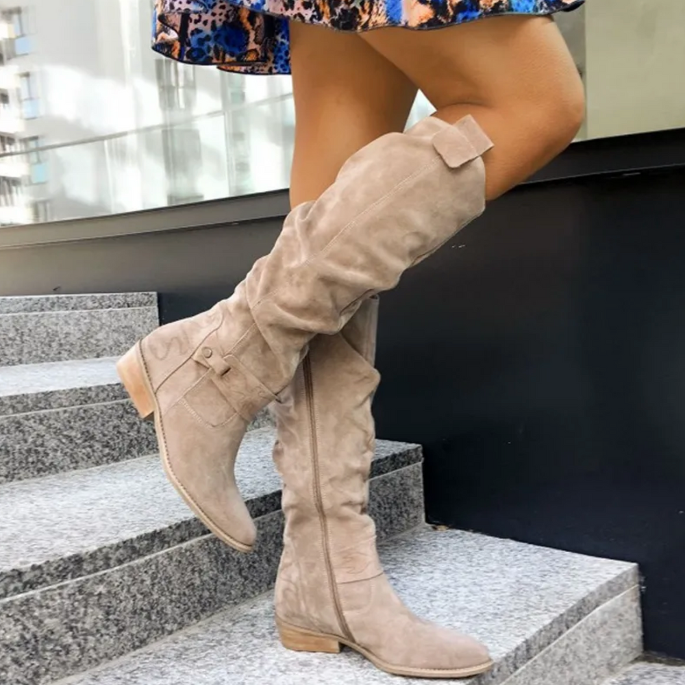 Elegante kniehohe Damenstiefel, klassisches Design, vielseitig, stilvoll für jeden Anlass, ganztägiger Komfort.