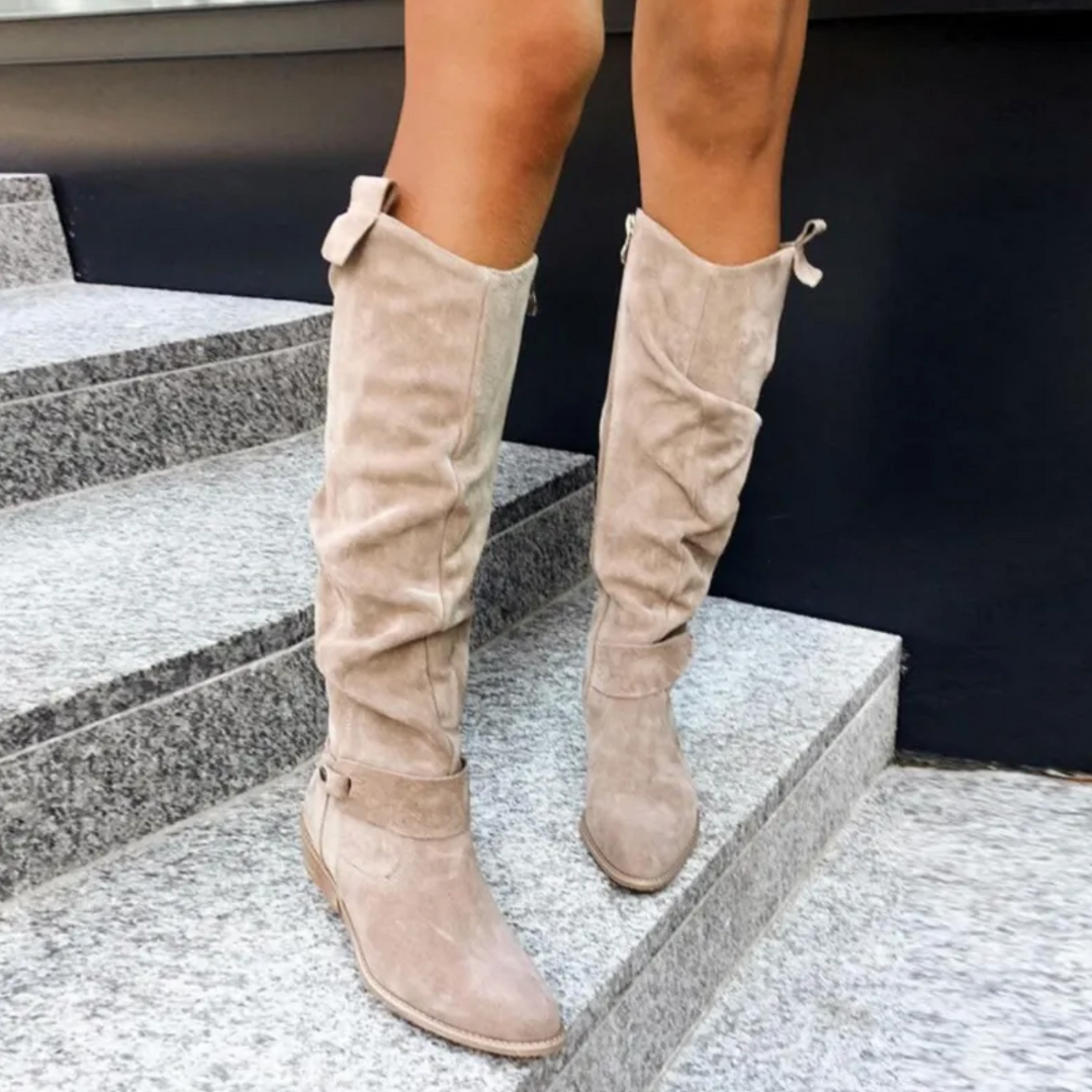 Elegante kniehohe Damenstiefel, klassisches Design, vielseitig, stilvoll für jeden Anlass, ganztägiger Komfort.