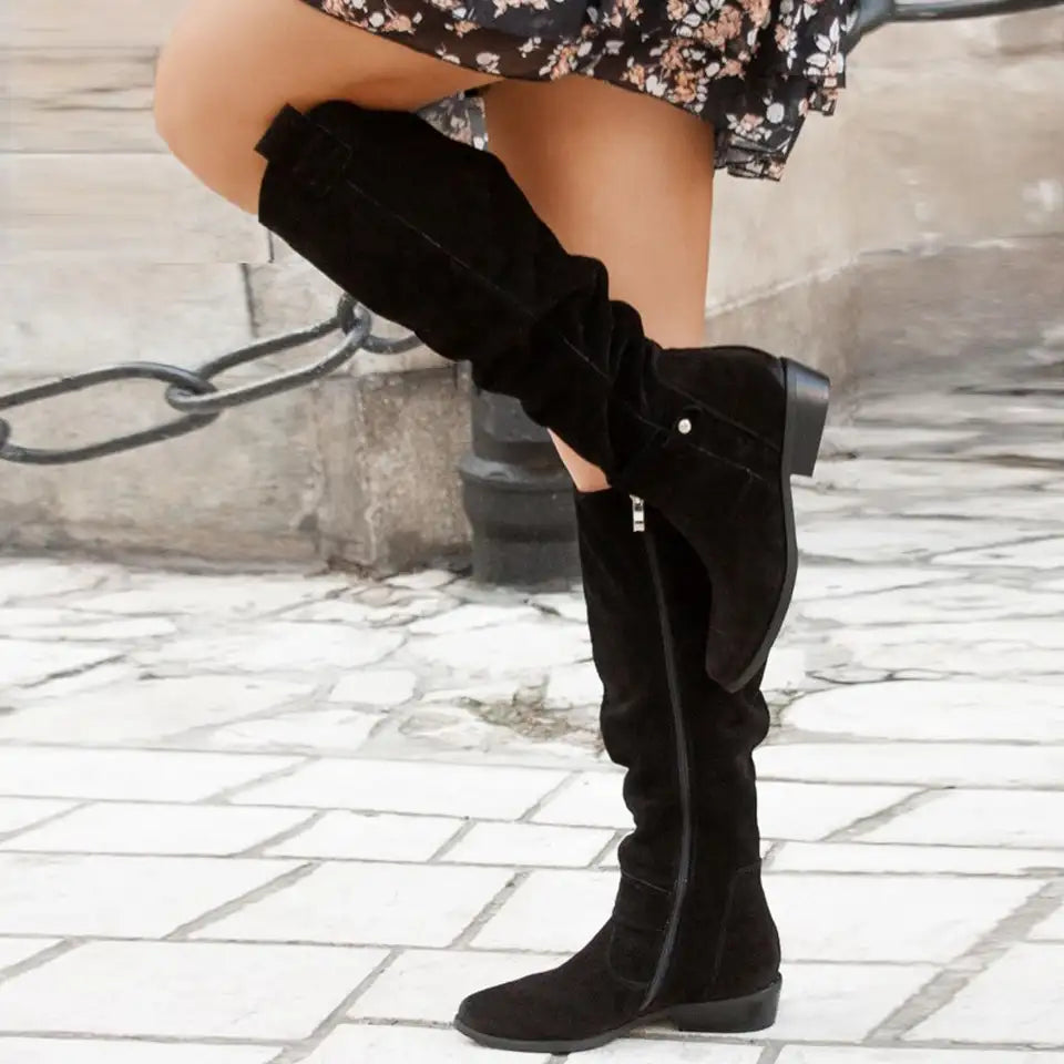 Elegante kniehohe Damenstiefel, klassisches Design, vielseitig, stilvoll für jeden Anlass, ganztägiger Komfort.
