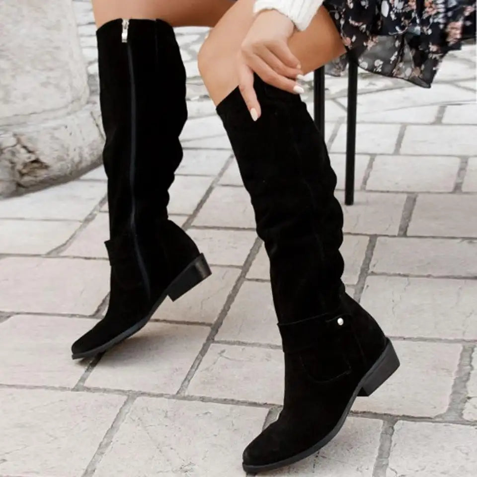 Elegante kniehohe Damenstiefel, klassisches Design, vielseitig, stilvoll für jeden Anlass, ganztägiger Komfort.