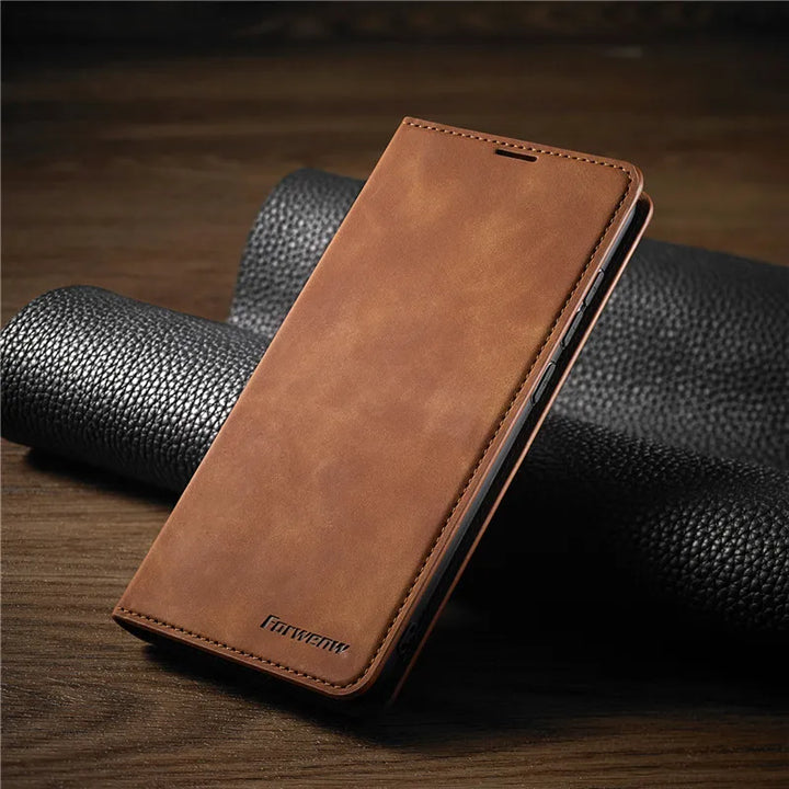 "Elegante magnetische iPhone Lederhülle für Damen, robustes Leder, vielseitige Farben, passt zu iPhone 7-15, stilvoller Schut