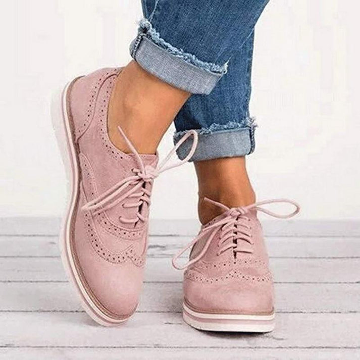Elegante Schnürschuhe in Blau, Grau, Khaki, Rosa, Schwarz; stilvoll, bequem, vielseitig; Damenmode-Highlight.