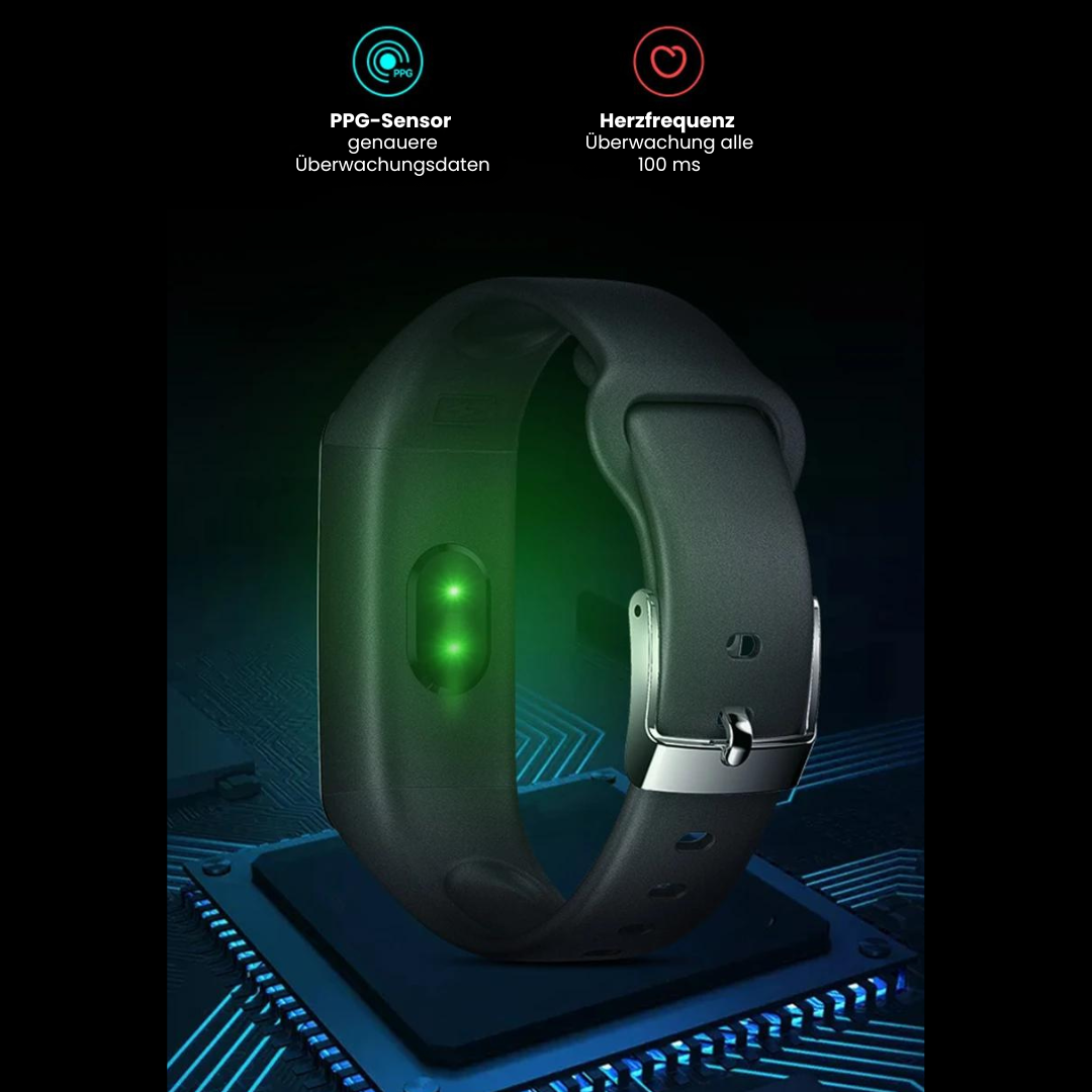 "Elegante Smartwatch mit Blutzuckermessung, anpassbarem Armband, IP68 wasserdicht, ideal für Fitness und Alltag"