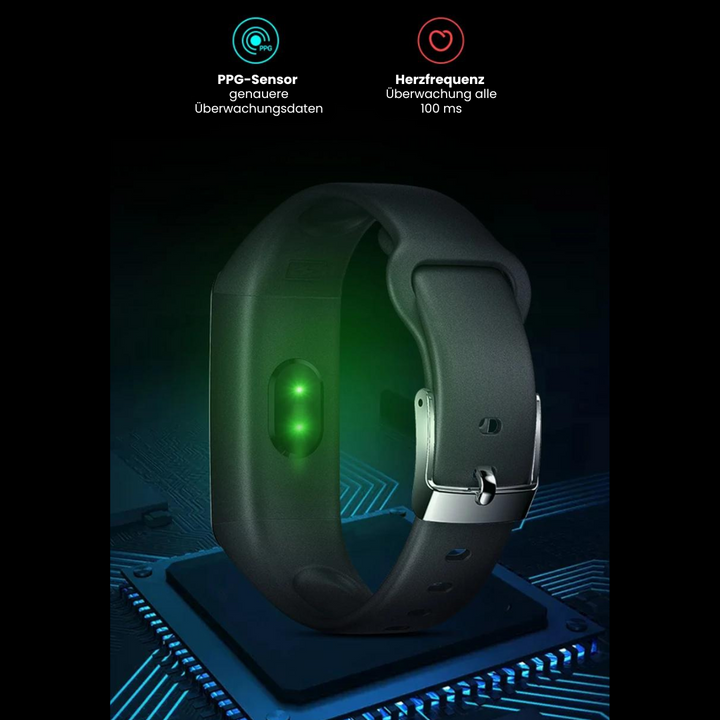 "Elegante Smartwatch mit Blutzuckermessung, anpassbarem Armband, IP68 wasserdicht, ideal für Fitness und Alltag"