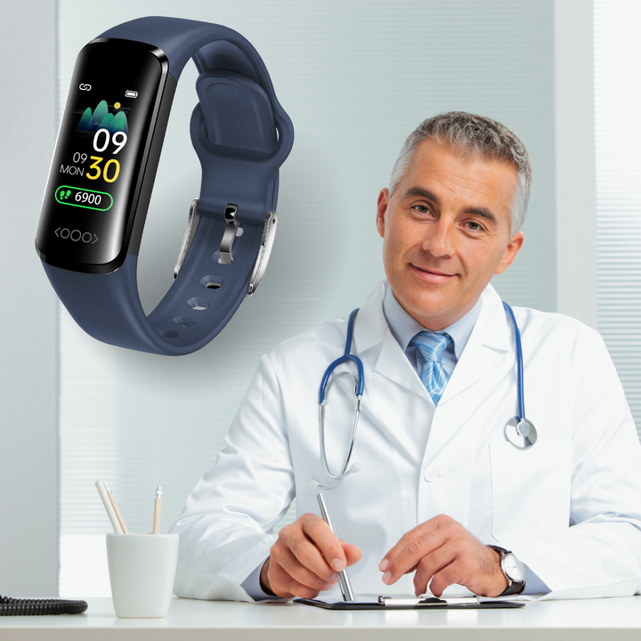 "Elegante Smartwatch mit Blutzuckermessung, anpassbarem Armband, IP68 wasserdicht, ideal für Fitness und Alltag"