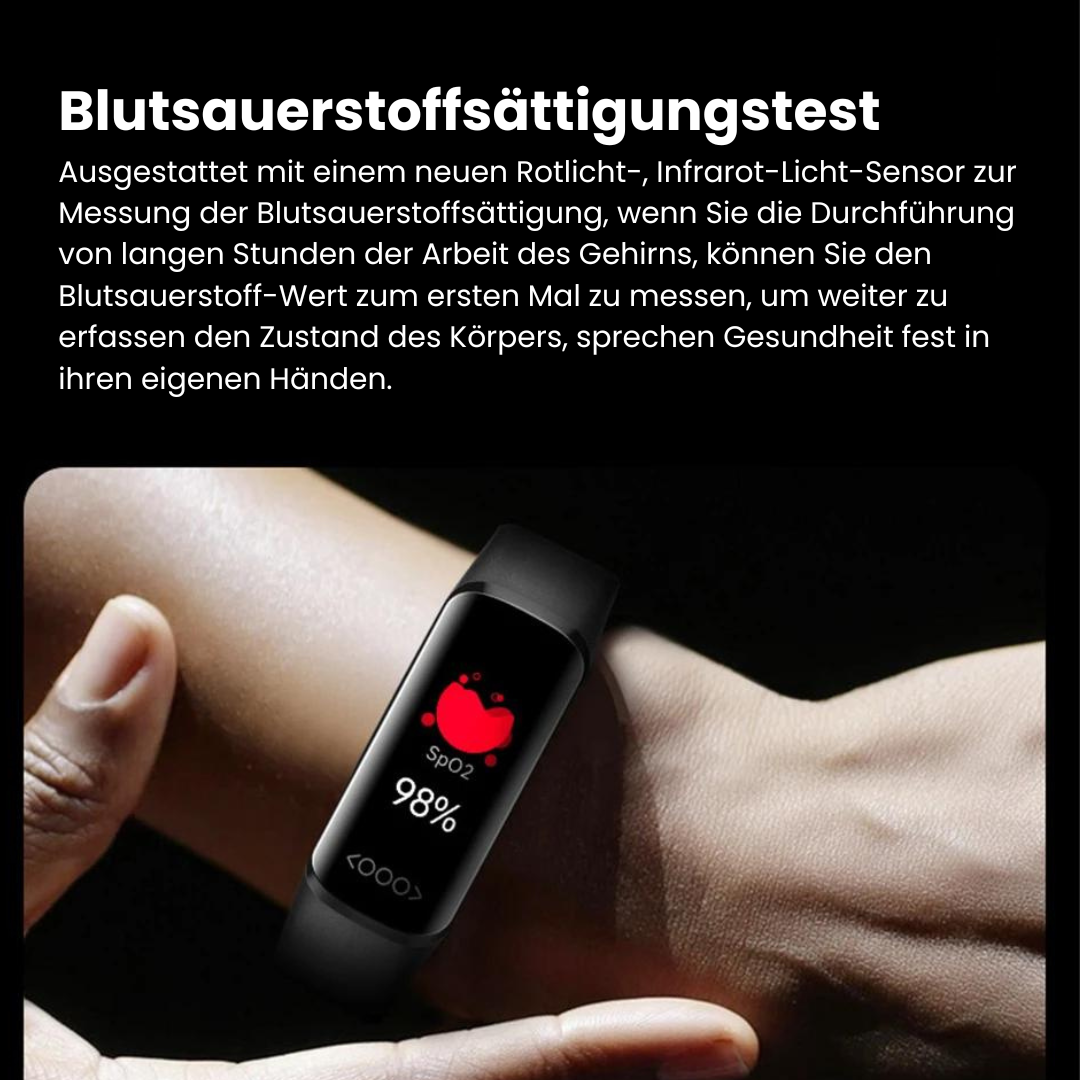 "Elegante Smartwatch mit Blutzuckermessung, anpassbarem Armband, IP68 wasserdicht, ideal für Fitness und Alltag"