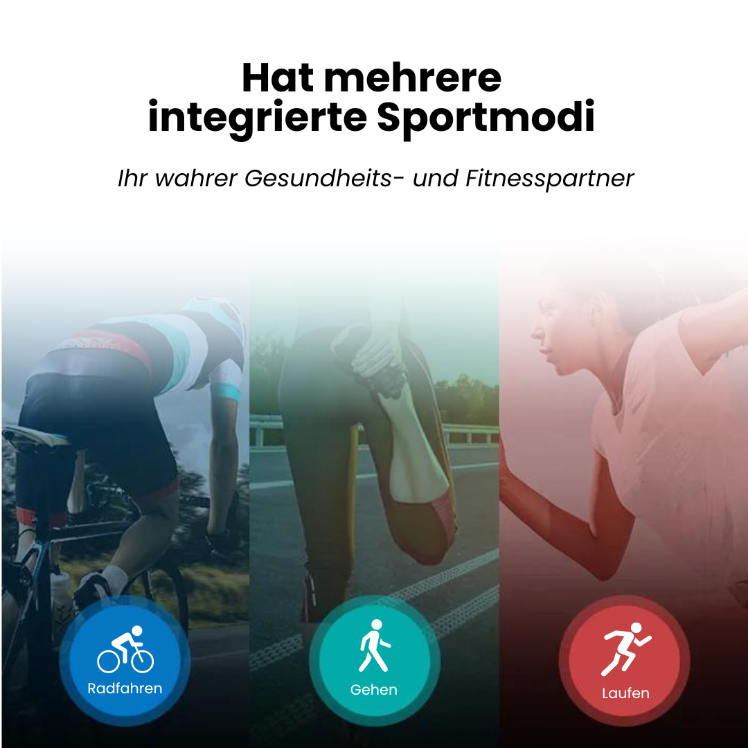 "Elegante Smartwatch mit Blutzuckermessung, anpassbarem Armband, IP68 wasserdicht, ideal für Fitness und Alltag"