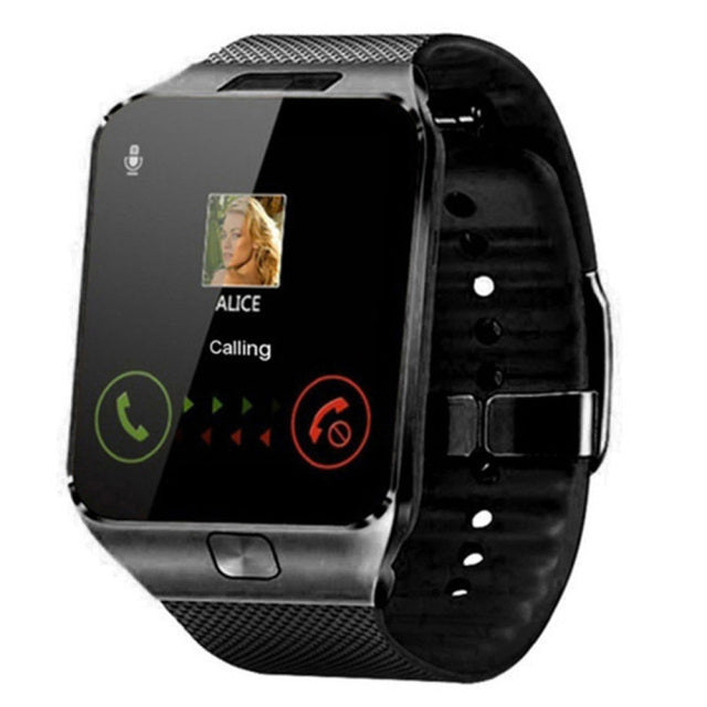 Elegante Smartwatch mit SIM-Karte, mehrsprachigem Touchscreen, sportlichem Design in Schwarz, ideal für Alltag und Fitness.