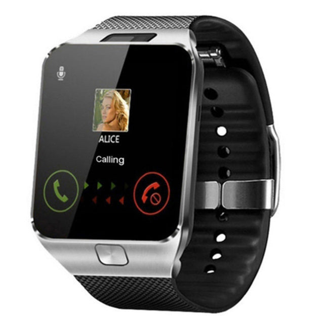 Elegante Smartwatch mit SIM-Karte, mehrsprachigem Touchscreen, sportlichem Design in Schwarz, ideal für Alltag und Fitness.
