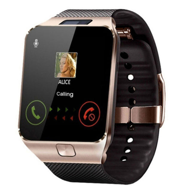 Elegante Smartwatch mit SIM-Karte, mehrsprachigem Touchscreen, sportlichem Design in Schwarz, ideal für Alltag und Fitness.