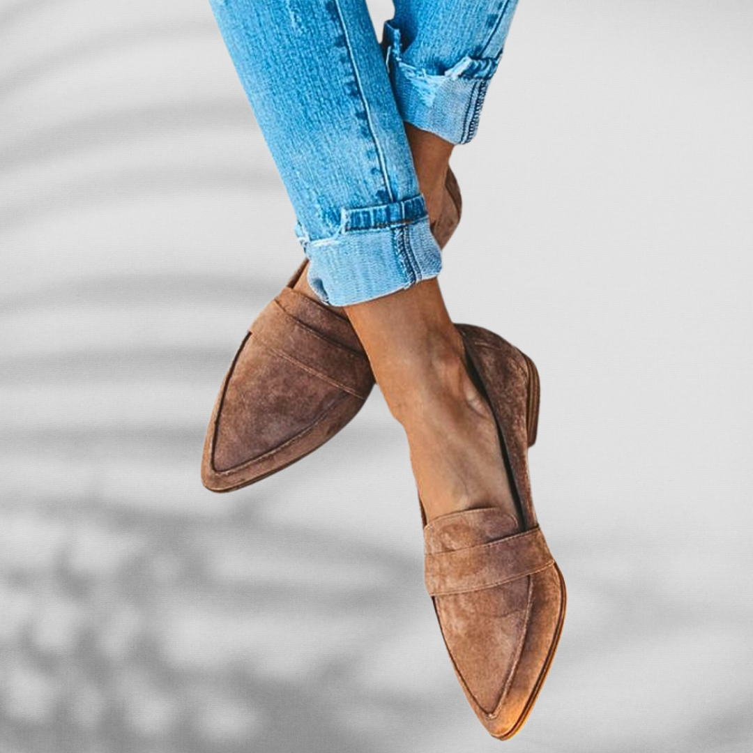 "Elegante spitze Wildleder Damen Loafer, weiches Material, ergonomisches Fußbett, zeitloses Design, rutschfeste Sohle"