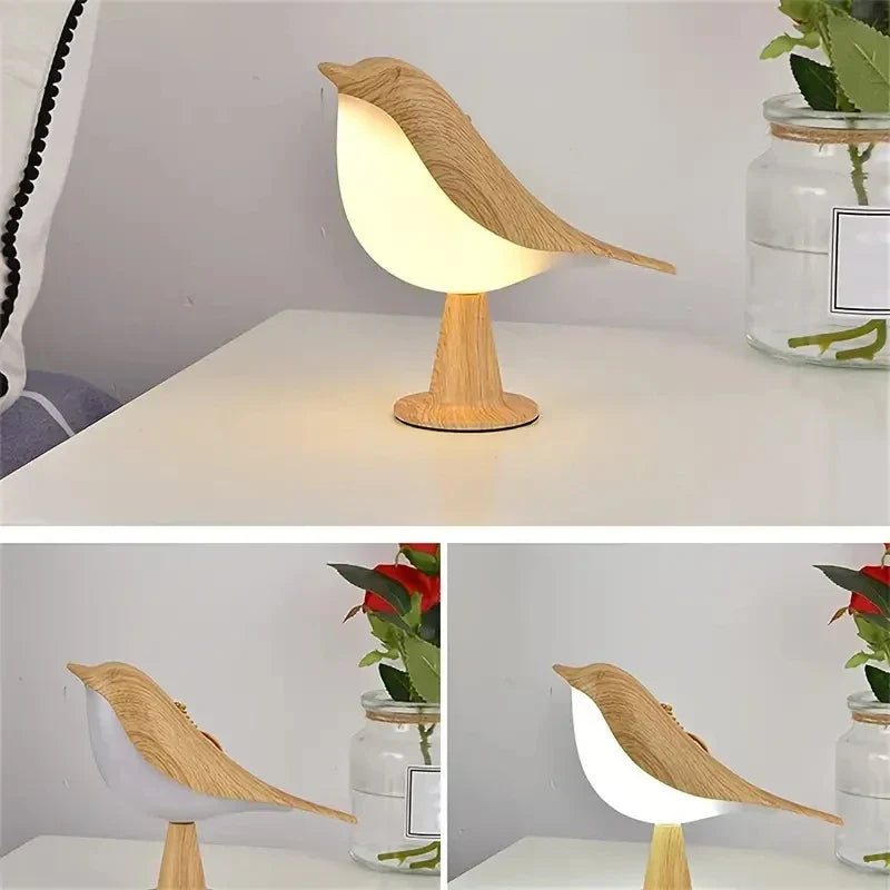 "Elegante Vogel Tischlampe, kabellos mit 3 Leuchtstufen, naturinspiriertes Design für stilvolle Beleuchtung."