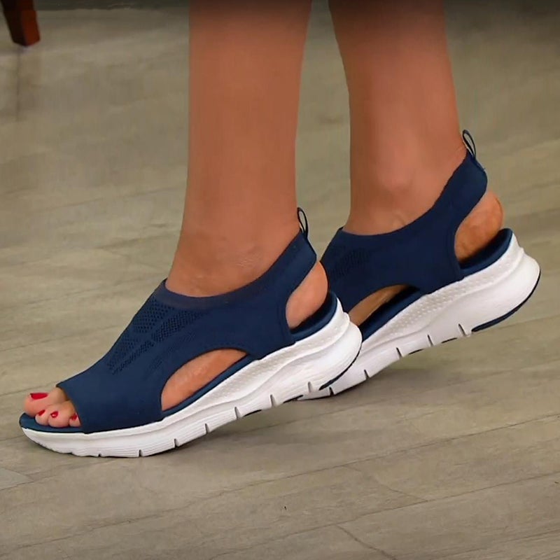 Elegante weiche Damen Sandalen mit ergonomischer Passform in klassischem Design, Blau, Braun, Rosa, Schwarz erhältlich.