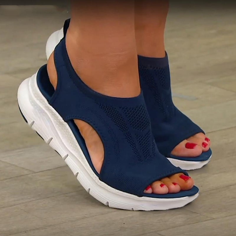 Elegante weiche Damen Sandalen mit ergonomischer Passform in klassischem Design, Blau, Braun, Rosa, Schwarz erhältlich.
