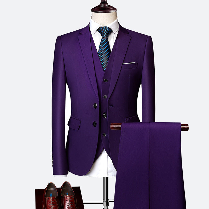 "Eleganter 3-tlg. Herrenanzug in klassischem Design, ideal für Hochzeiten & Business, mit schlanker Passform in Schwarz."