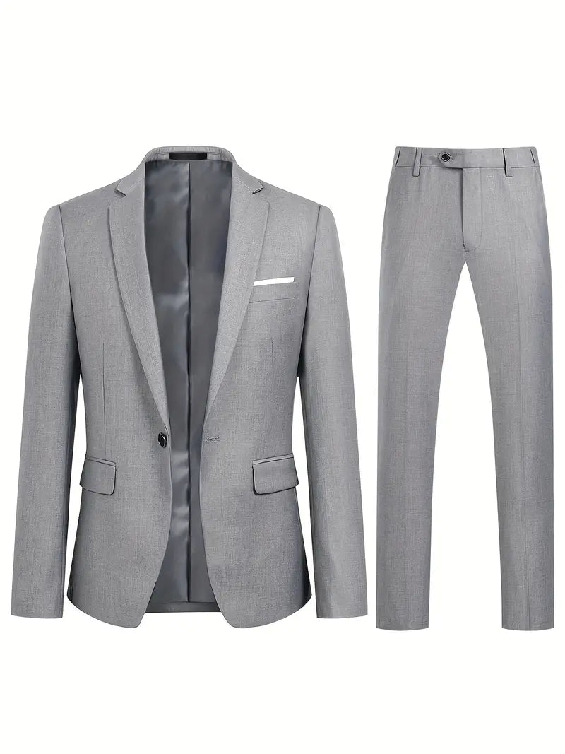 "Eleganter blauer Herrenanzug mit Business-Blazer und Hose, ideal für formelle Anlässe und moderne Gentlemen."