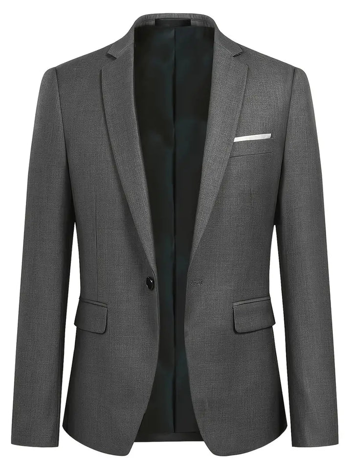 "Eleganter blauer Herrenanzug mit Business-Blazer und Hose, ideal für formelle Anlässe und moderne Gentlemen."