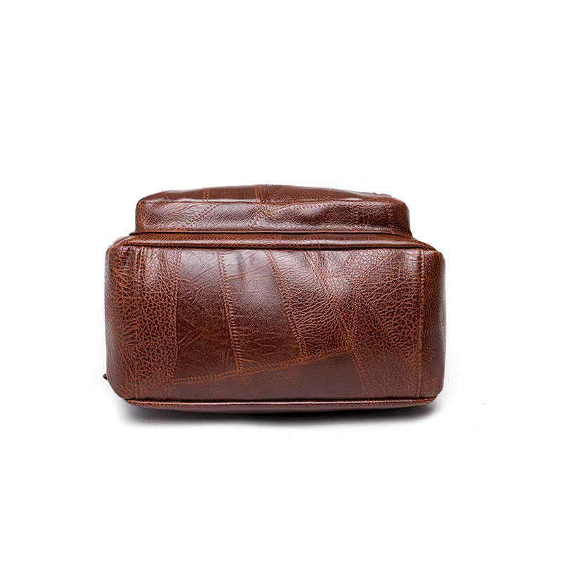 "Eleganter brauner Lederrucksack für Damen, diebstahlsicher mit versteckten Reißverschlüssen, ideal für Reisen und Alltag"