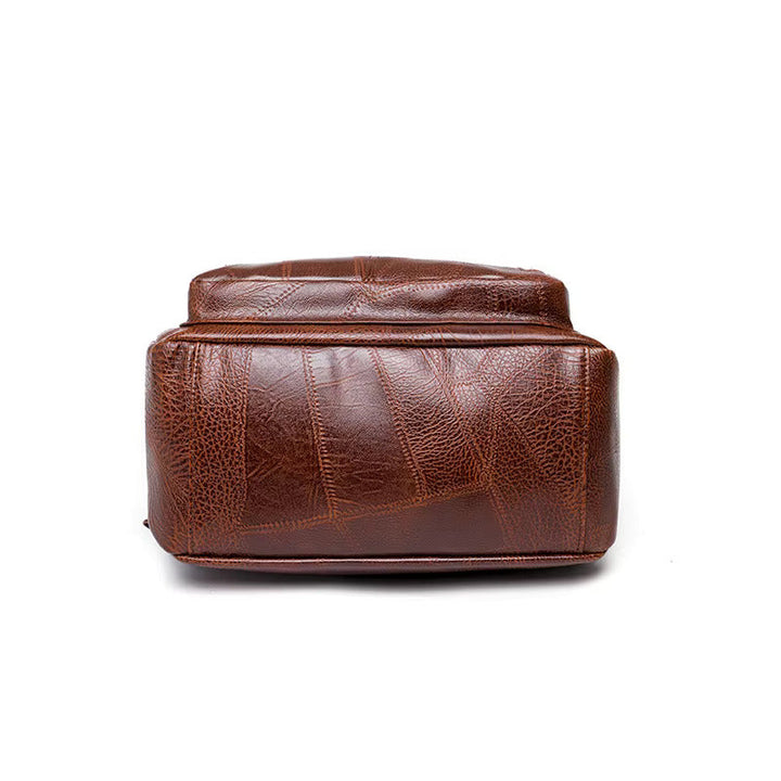 "Eleganter brauner Lederrucksack für Damen, diebstahlsicher mit versteckten Reißverschlüssen, ideal für Reisen und Alltag"