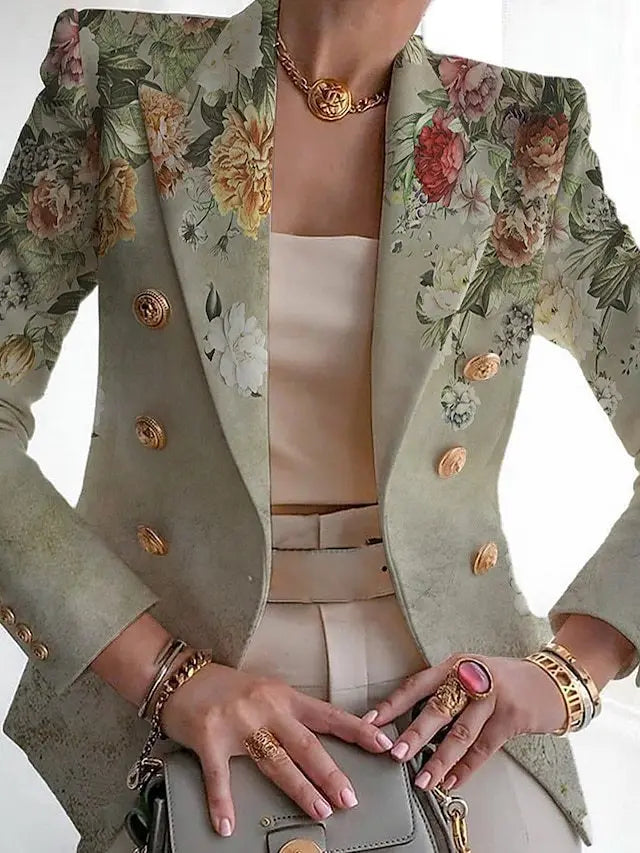 "Eleganter Damenblazer in edlem Material, mit figurschmeichelndem Schnitt, vielseitig kombinierbar für Büro und Anlässe."