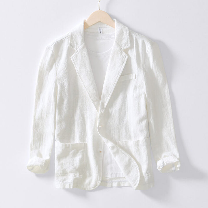 Eleganter, einfarbiger Leinenblazer für Damen mit modernem Ein-Knopf-Verschluss, ideal für Frühjahr und Sommer.