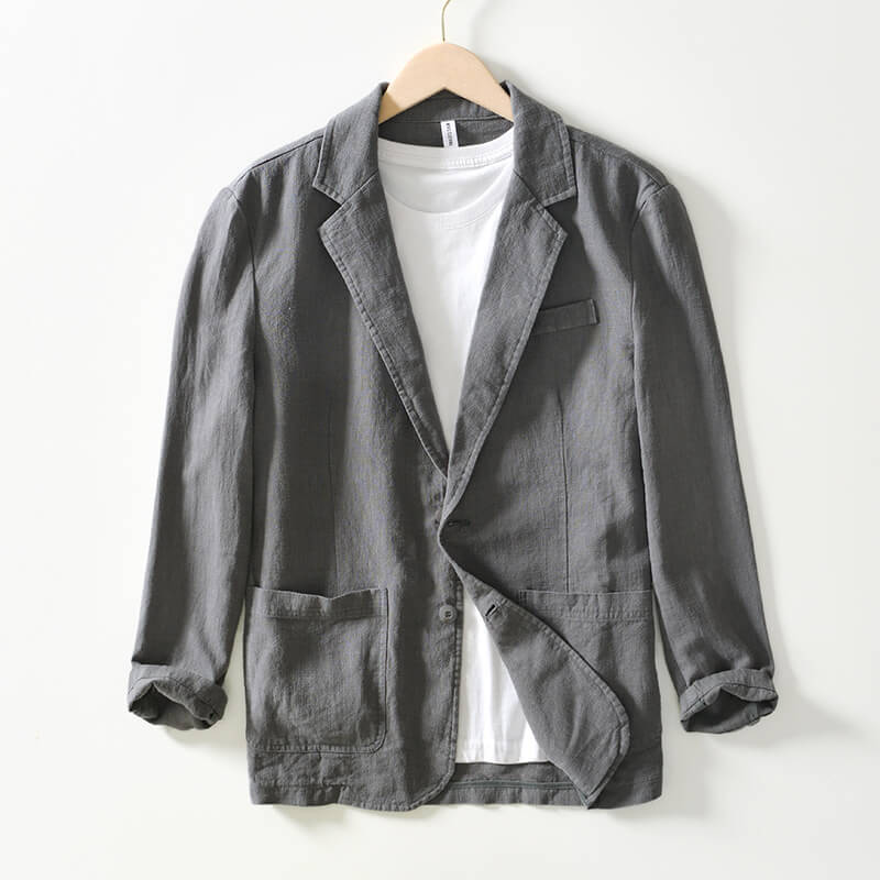 Eleganter, einfarbiger Leinenblazer für Damen mit modernem Ein-Knopf-Verschluss, ideal für Frühjahr und Sommer.