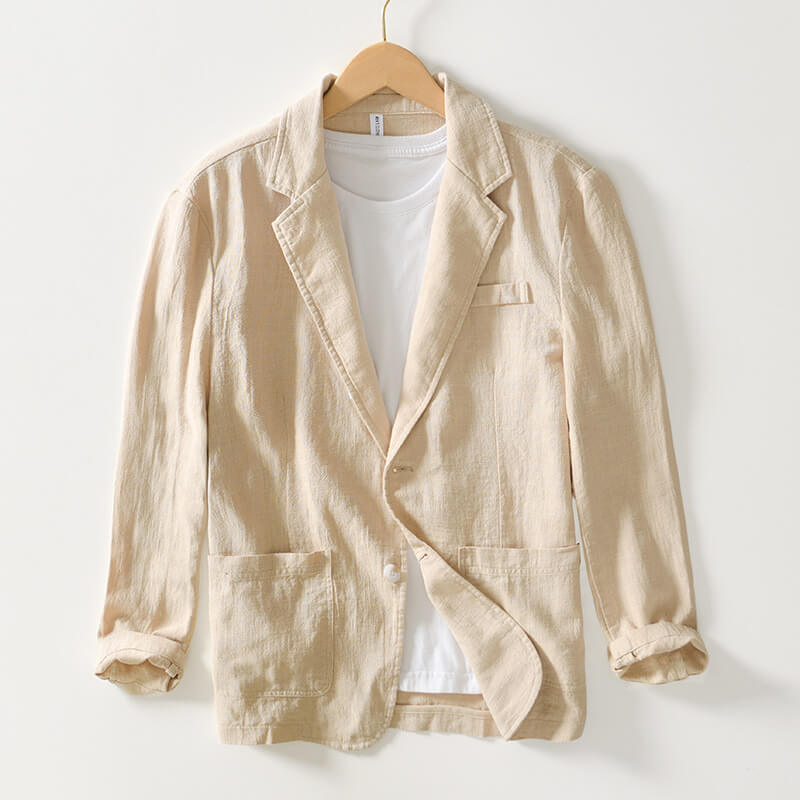 Eleganter, einfarbiger Leinenblazer für Damen mit modernem Ein-Knopf-Verschluss, ideal für Frühjahr und Sommer.